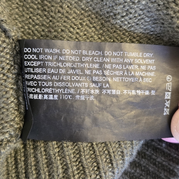 Theory 100% Cashmere Women’s Karenia F Olive Colored Ribbed Hem Sweater Sz M - Picture 7 of 9